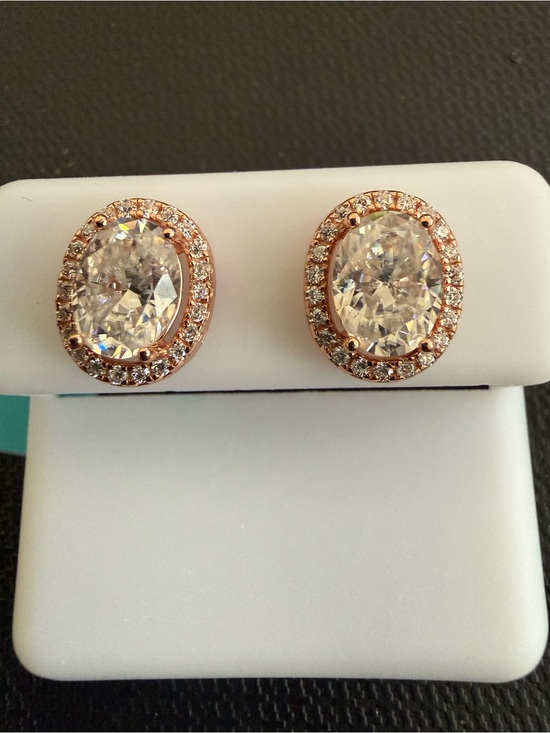 Jewelry - NWT Oval Halo 3.27 CTW Moissanite Stud Sterling Silver Earrings